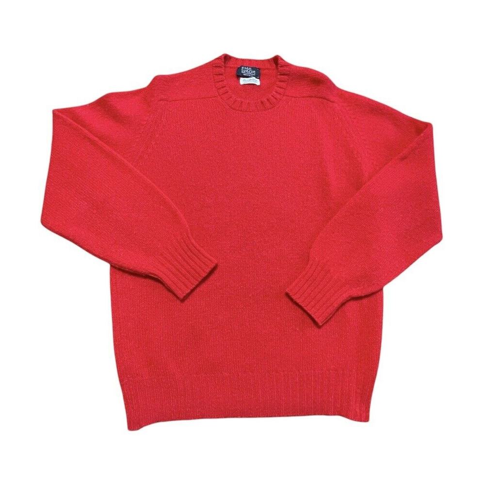 Paul Simon Sweater Mens Large/44 Red Real Shetland Wool Pullover Jumper Scotland
